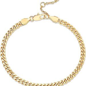 14K Gold Plated Paperclip/Curb/Figaro Chain Adjustable Bracelet for Women